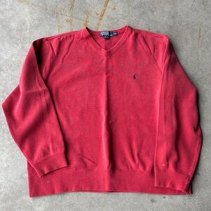 Polo Ralph Lauren Distressed Faded Red Sweatshirt XXL Paint Splatter Vintage